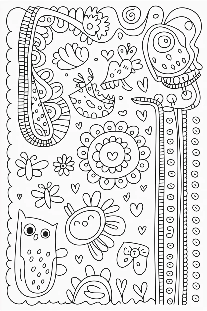 Doodle flowers - Doodle Coloring Pages Free Printable