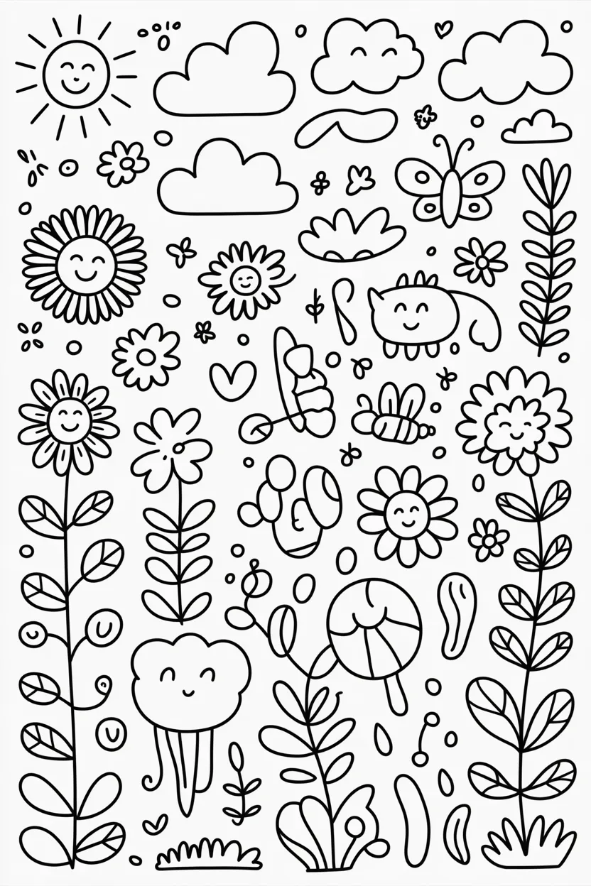 Doodles Design 1 - Doodles Coloring Pages Free Printable for Kids and Adults
