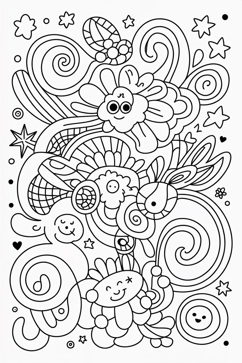 Doodles Design 1 - Doodles Coloring Pages Free Printable for Kids and Adults (2)
