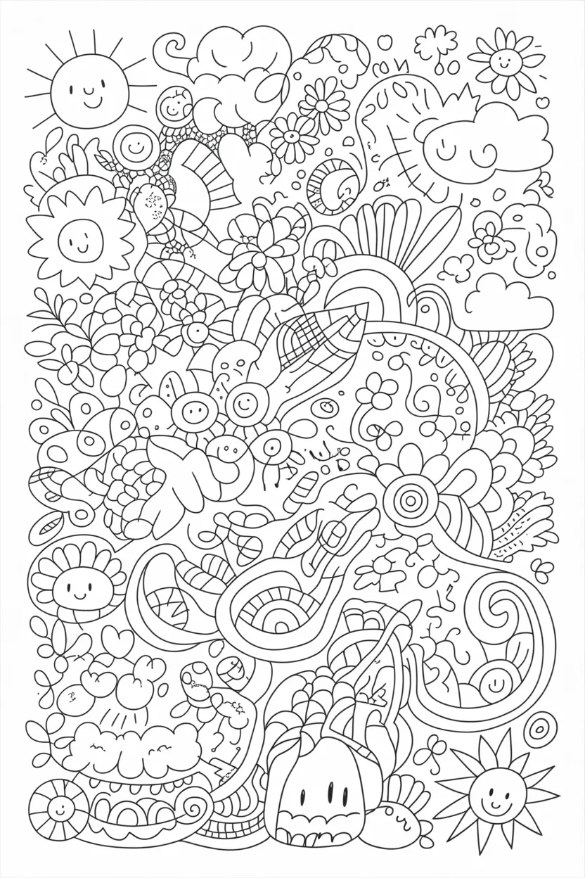 Doodles Design 1 - Doodles Coloring Pages Free Printable for Kids and Adults (3)