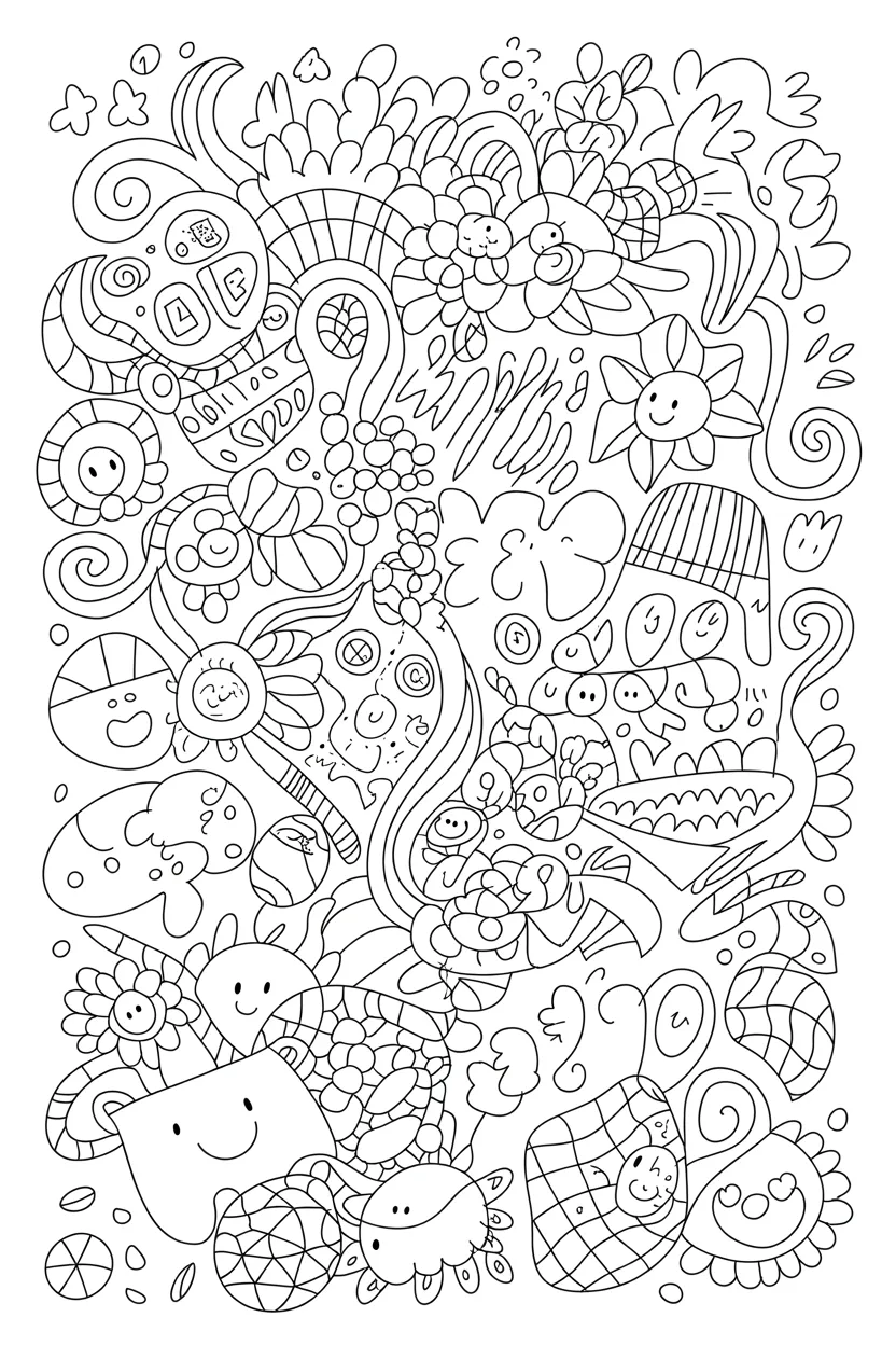 Doodles Design 1 - Doodles Coloring Pages Free Printable for Kids and Adults (4)