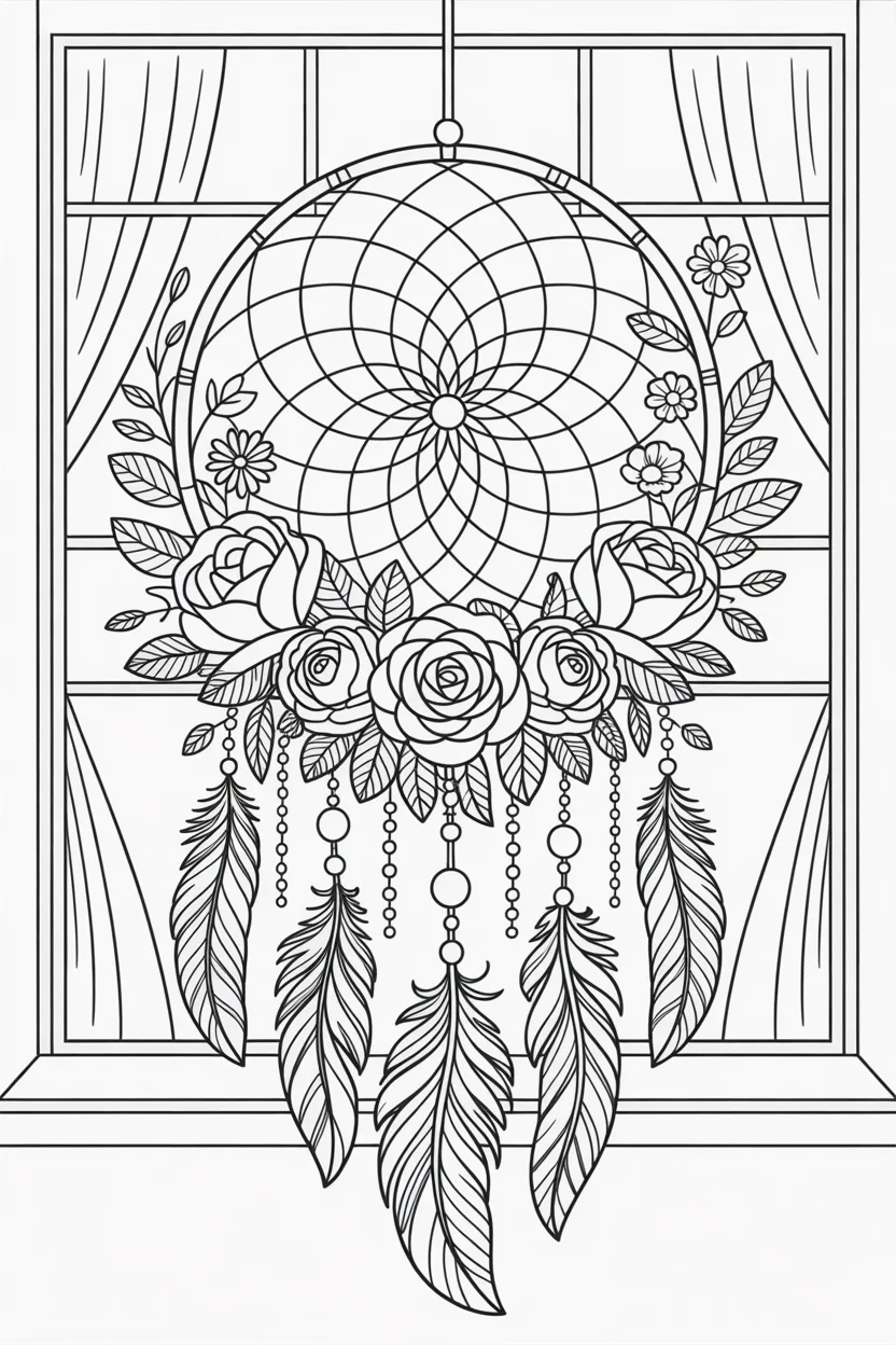 Dream catchers Design 1 - Dream Catchers Coloring Pages Free Printable - Beautiful