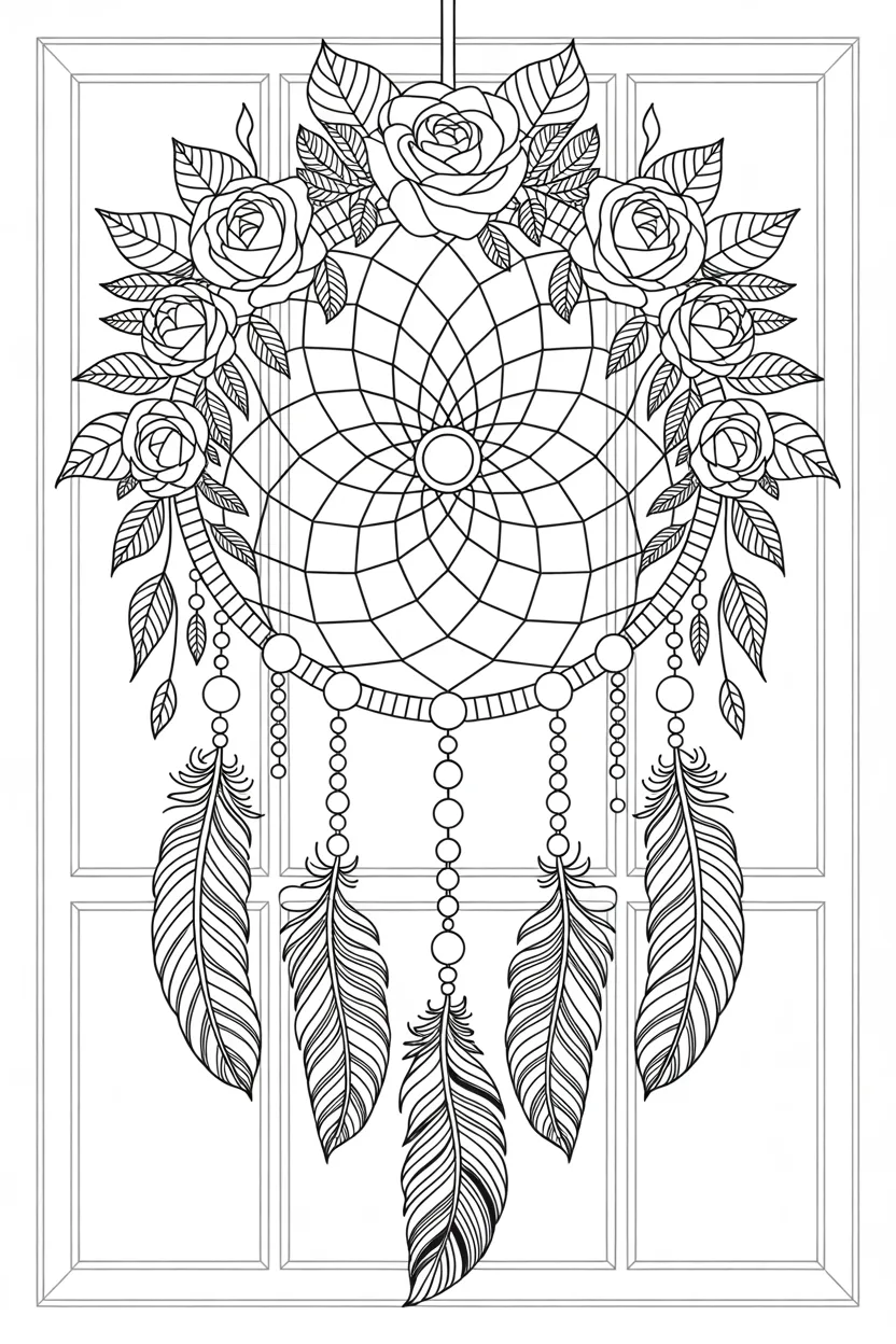 Dream catchers Design 2 - Dream Catchers Coloring Pages Free Printable - Beautiful