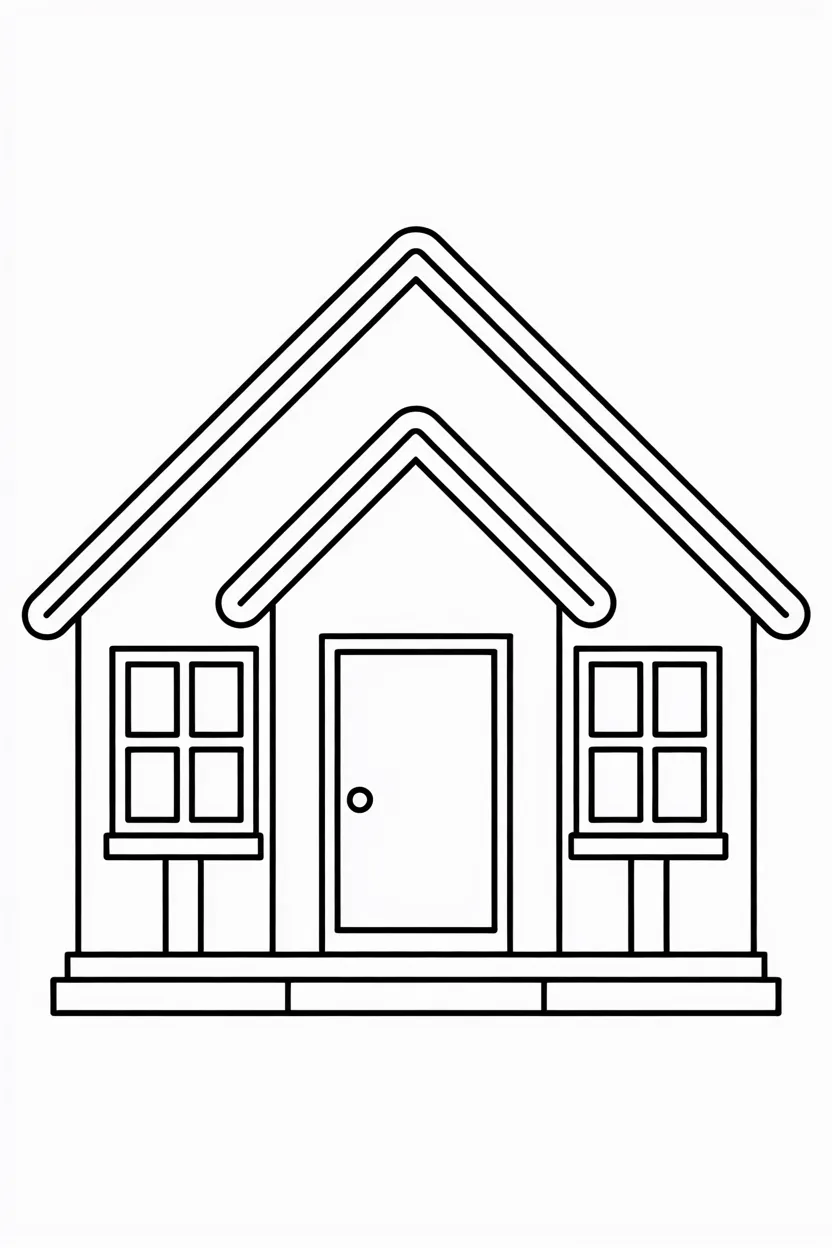 Easy house Design 4 - Easy House Coloring Pages Free Printable for Kids