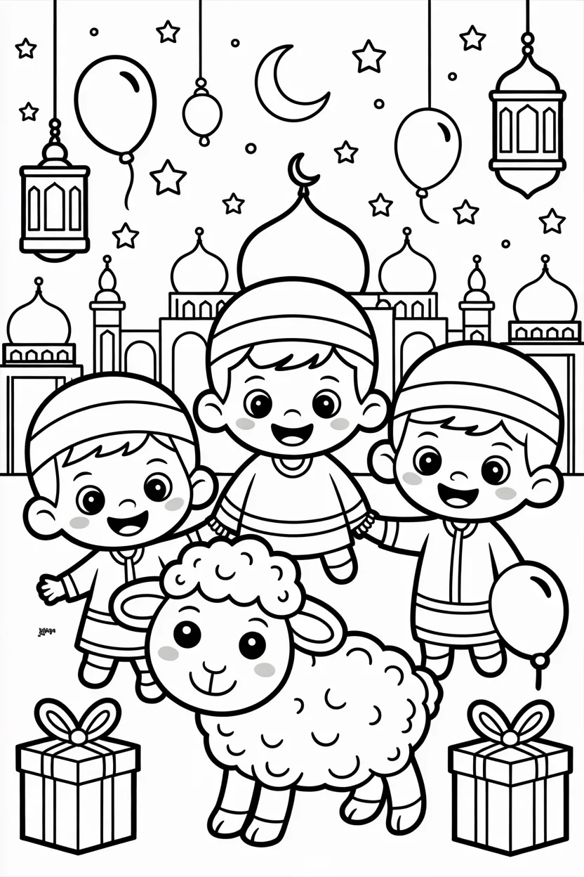 Eid adha crescent moon - Eid ul Adha Coloring Pages Free Printable