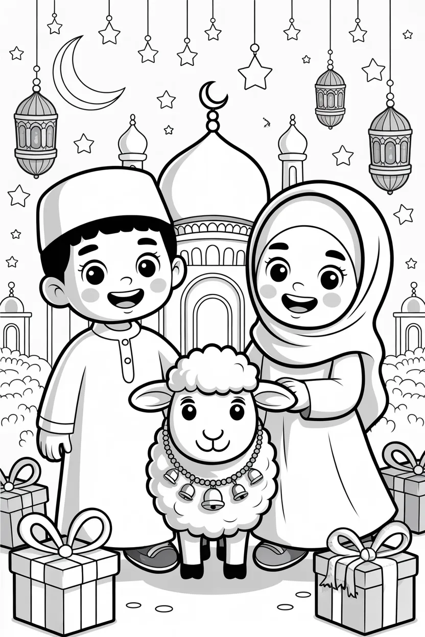 Eid adha family - Eid ul Adha Coloring Pages Free Printable