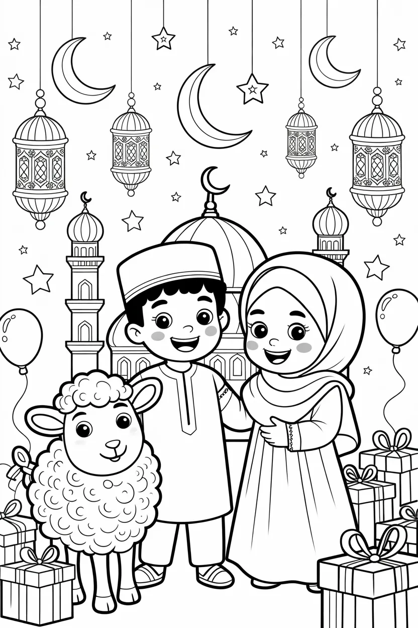 Eid adha mosque - Eid ul Adha Coloring Pages Free Printable