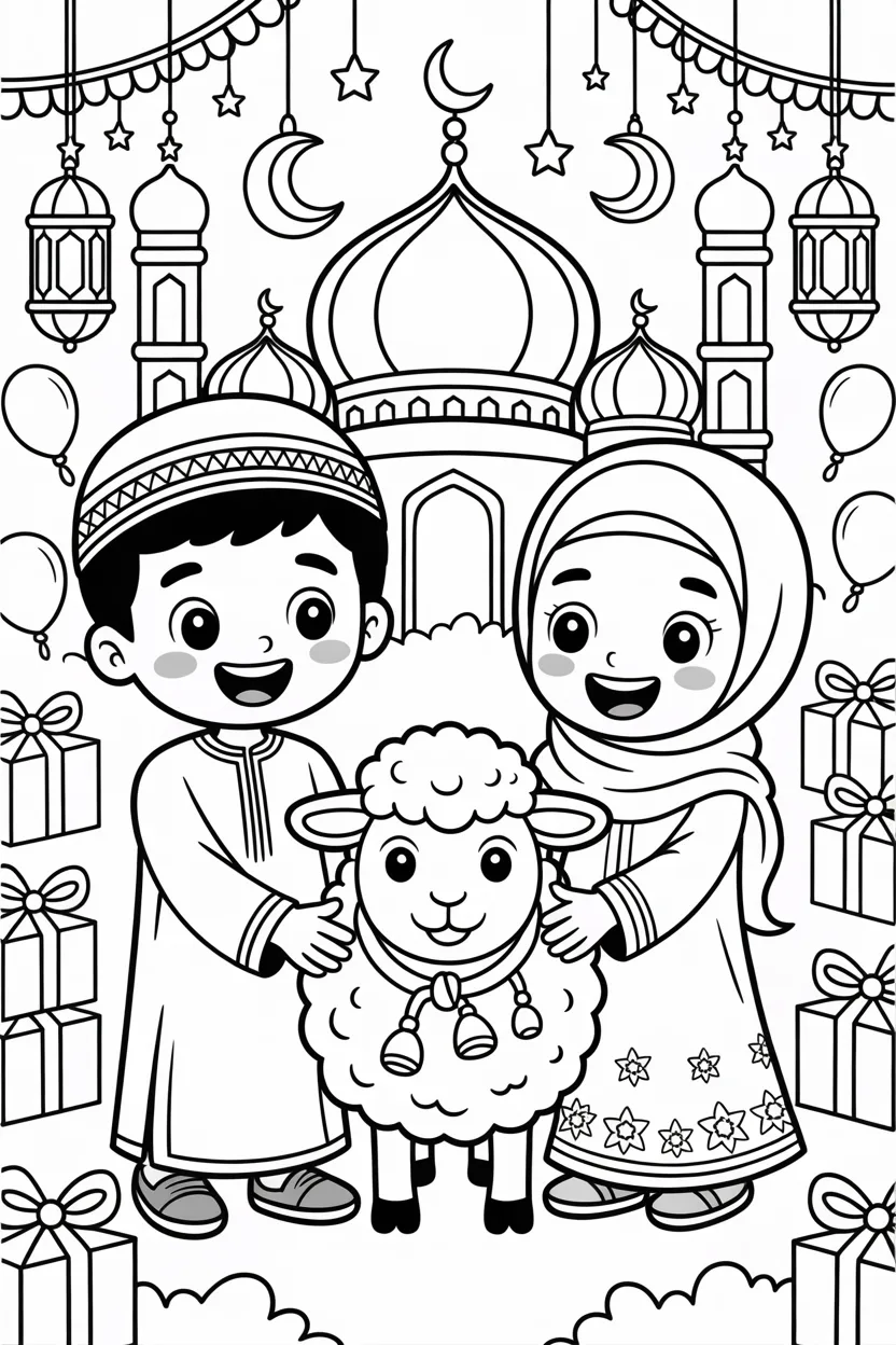 Eid adha sheep - Eid ul Adha Coloring Pages Free Printable