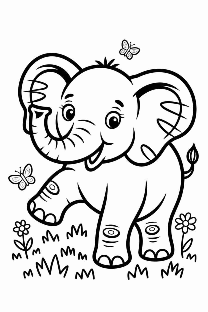 Elephant Design 1 - Free Printable Elephant Coloring Pages for Kids
