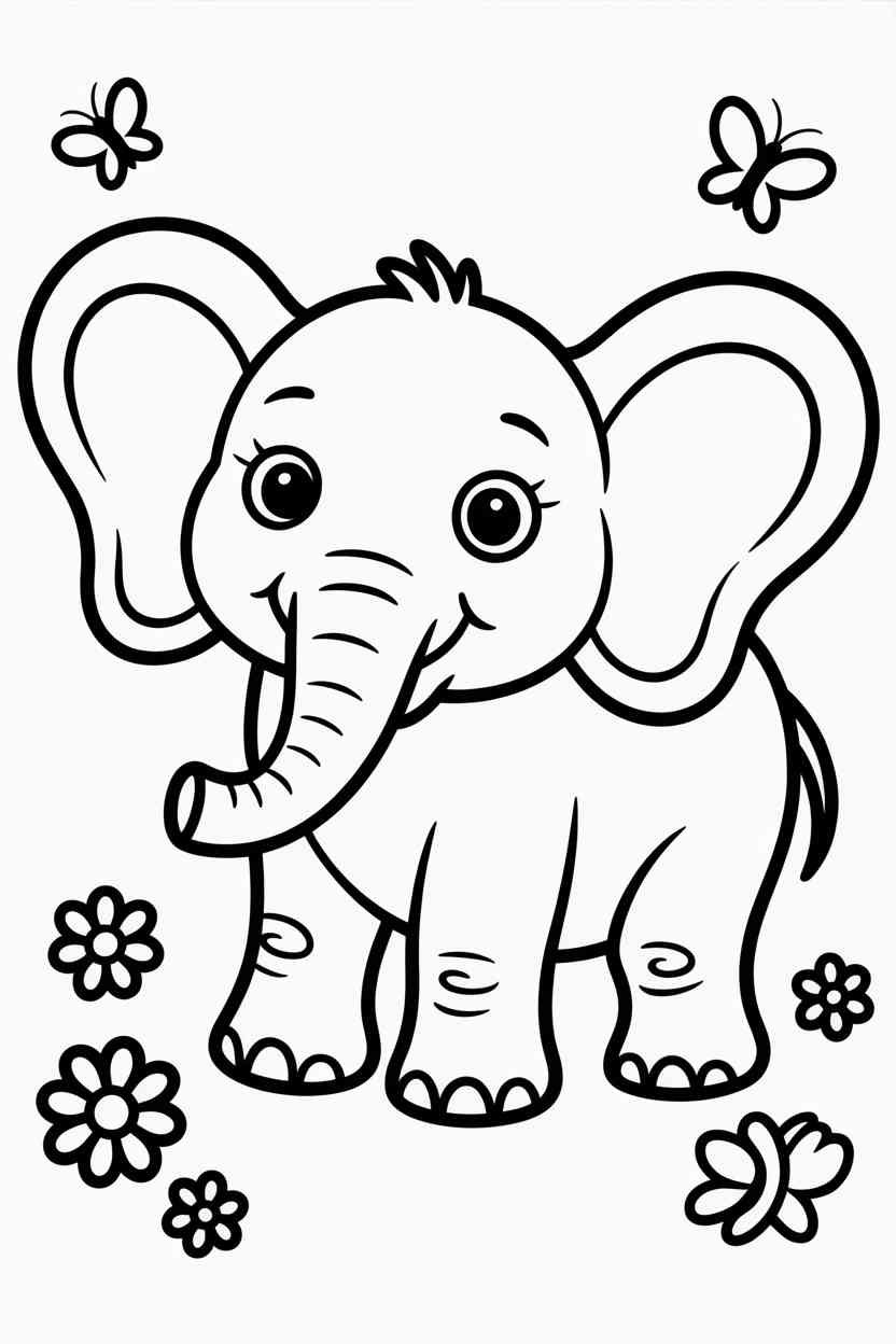 Elephant Design 1 - Free Printable Elephant Coloring Pages for Kids (2)