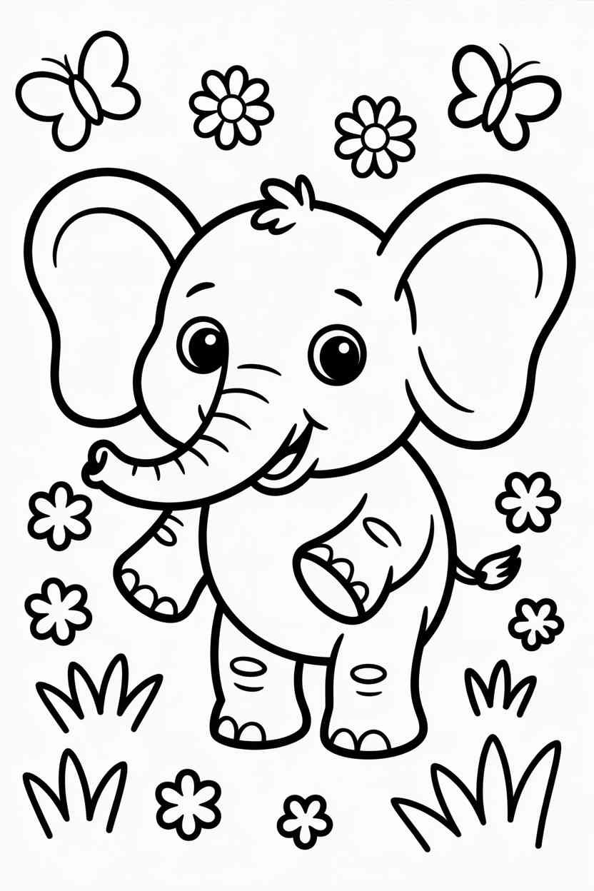 Elephant Design 1 - Free Printable Elephant Coloring Pages for Kids (4)
