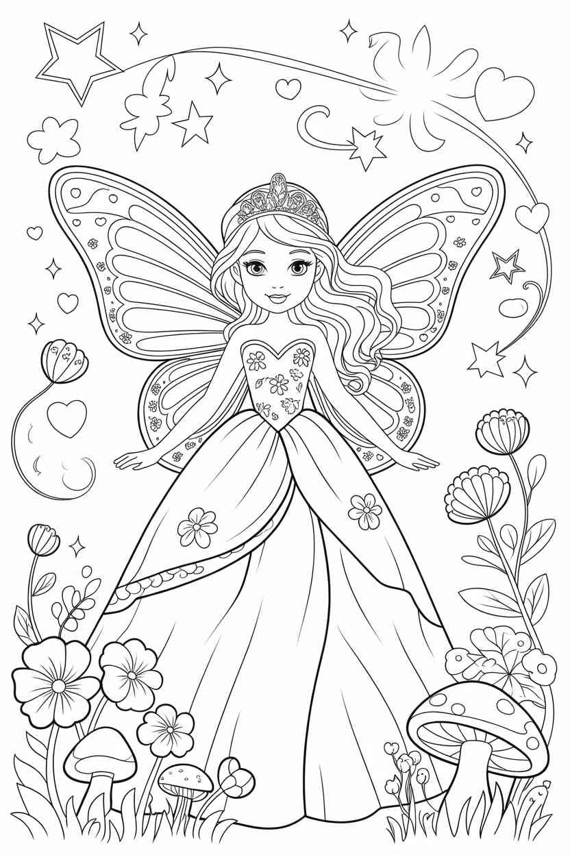 Fairy princess - Fairy Princess Coloring Pages Free Printable – Magical Designs for Kids
