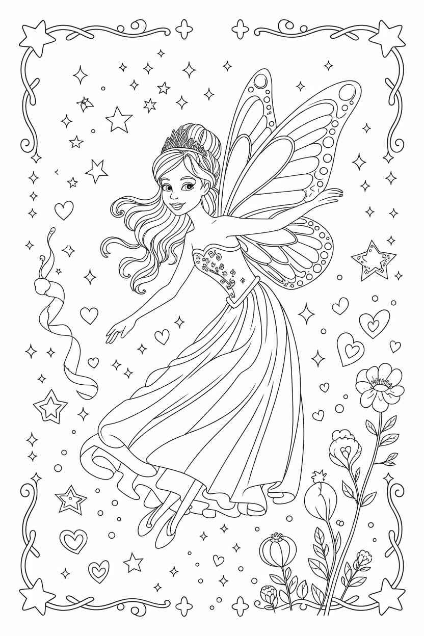 Fairy princess - Fairy Princess Coloring Pages Free Printable – Magical Designs for Kids (2)
