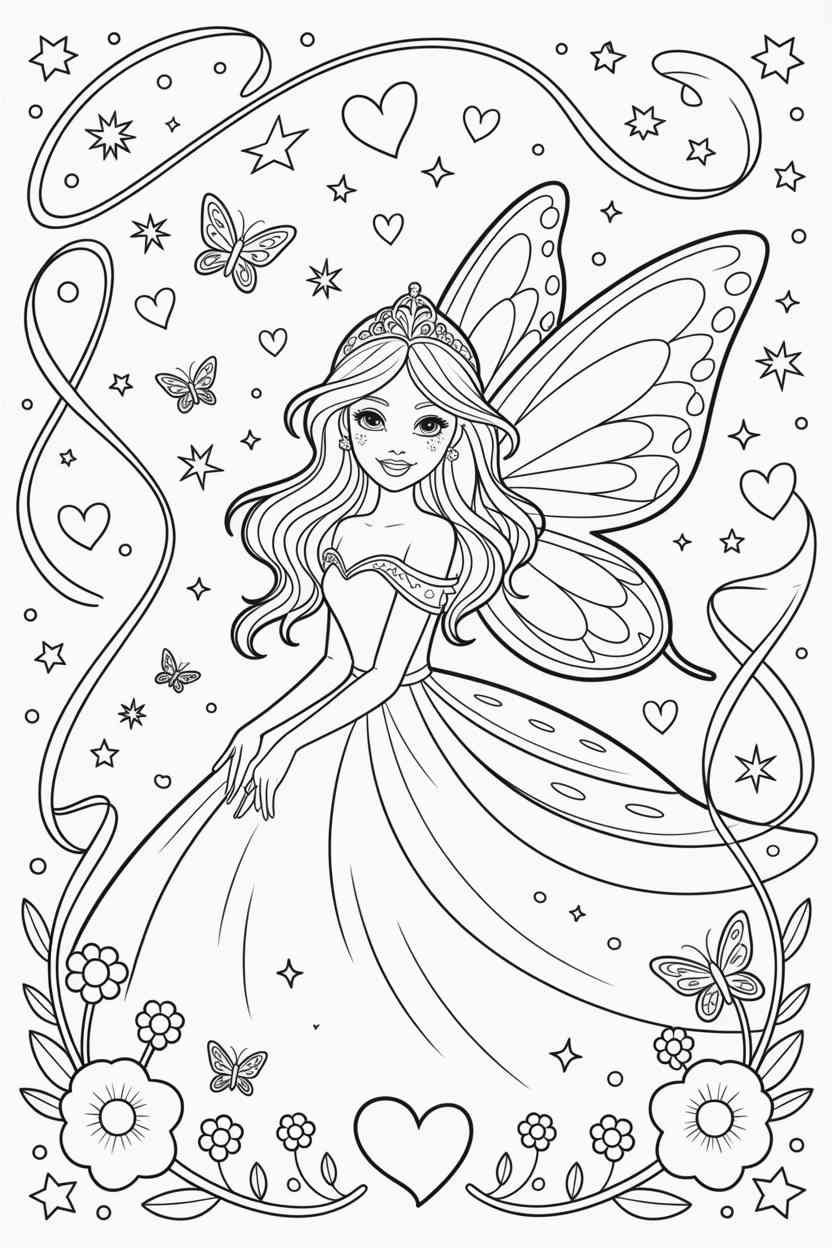 Fairy princess - Fairy Princess Coloring Pages Free Printable – Magical Designs for Kids (3)