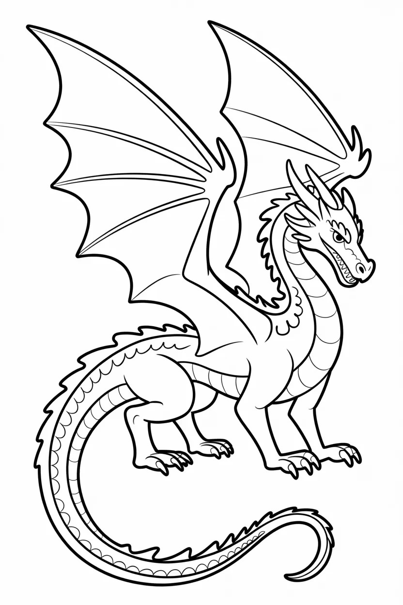 Fantasy dragon Design 3 - Fantasy Dragon Coloring Pages Free Printable for Kids
