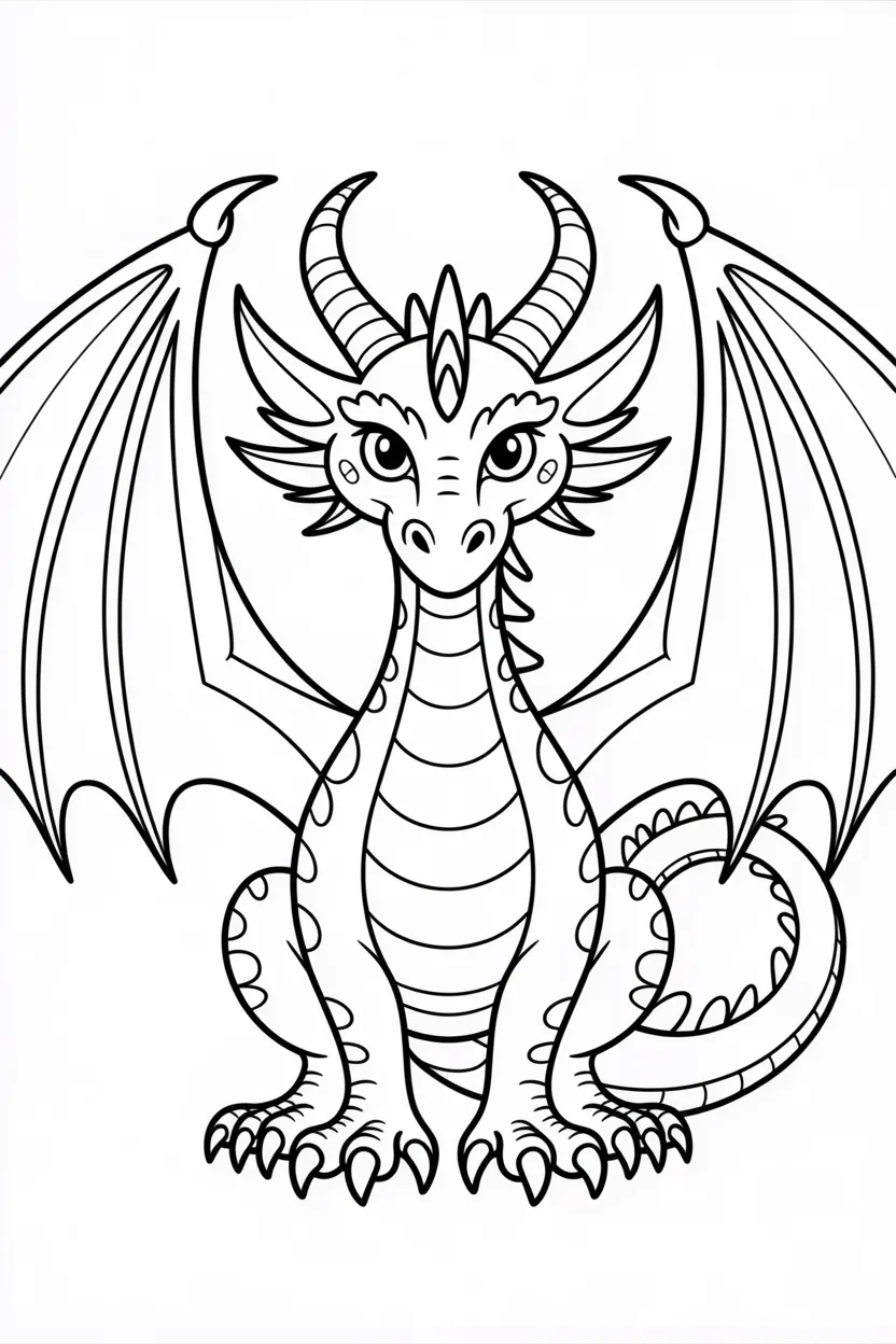 Fantasy dragon Design 4 - Fantasy Dragon Coloring Pages Free Printable for Kids