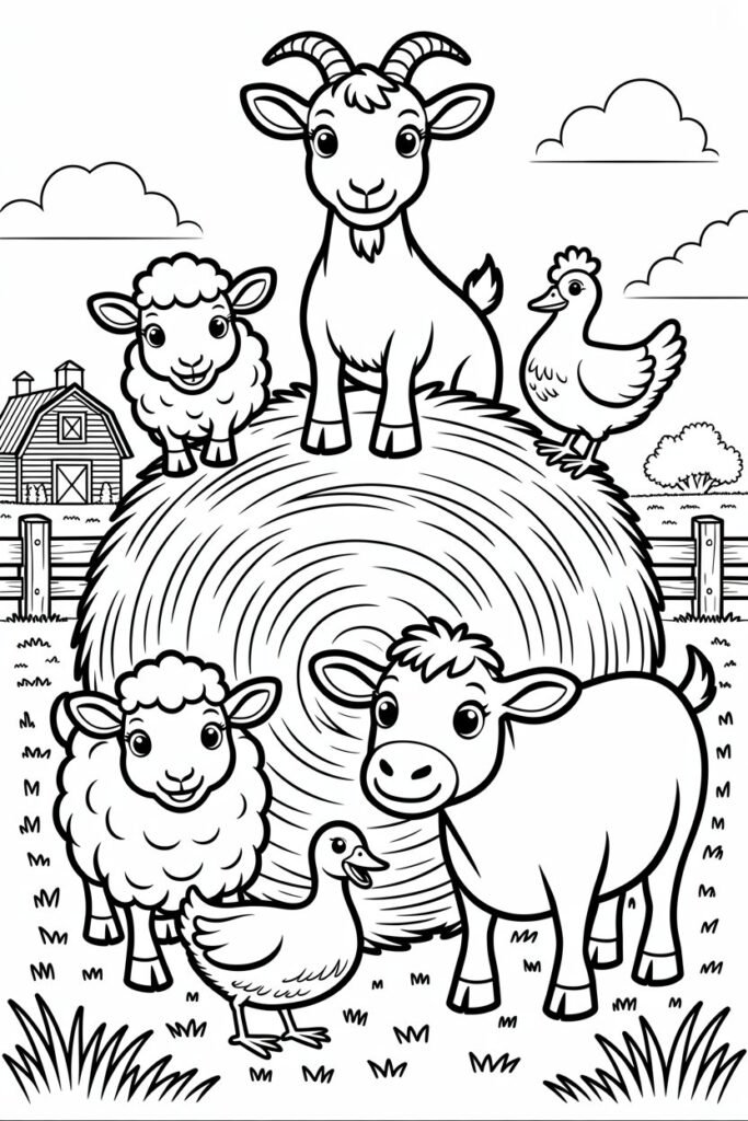 Farm animals Design 1 - Farm Animals Coloring Pages Free Printable for Kids