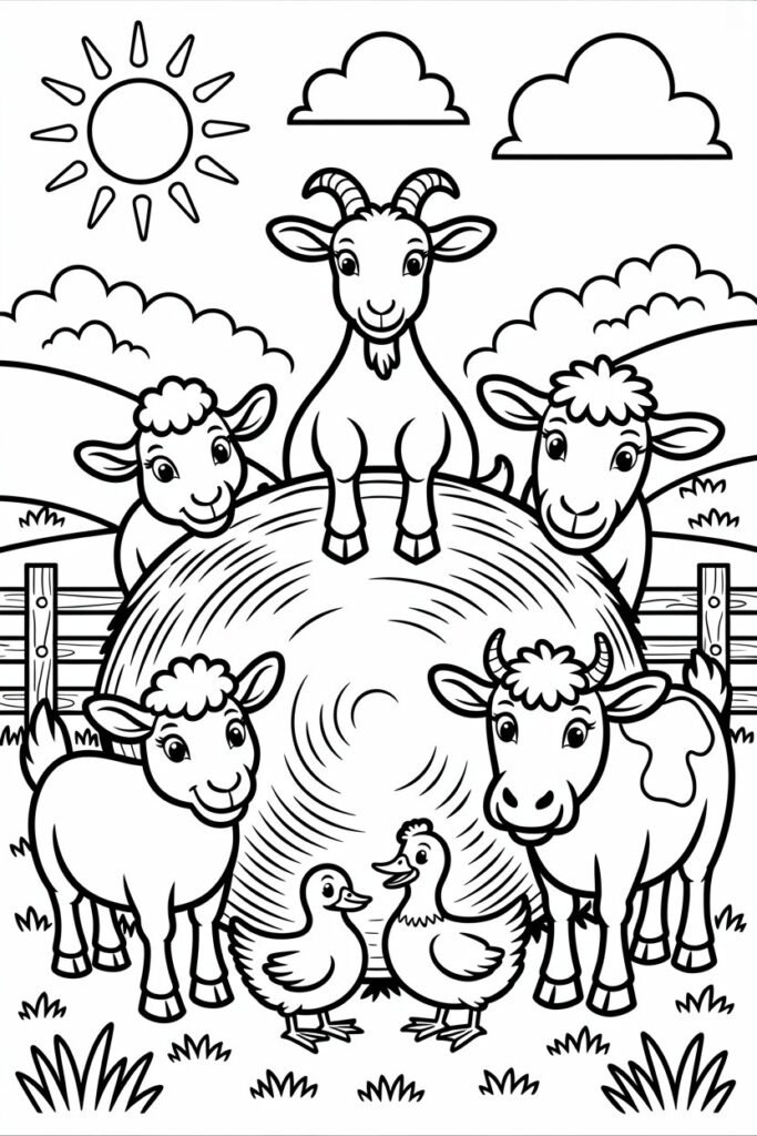 Farm animals Design 2 - Farm Animals Coloring Pages Free Printable for Kids (2)