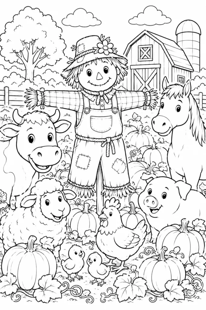 Farm animals Design 3 - Farm Animals Coloring Pages Free Printable for Kids