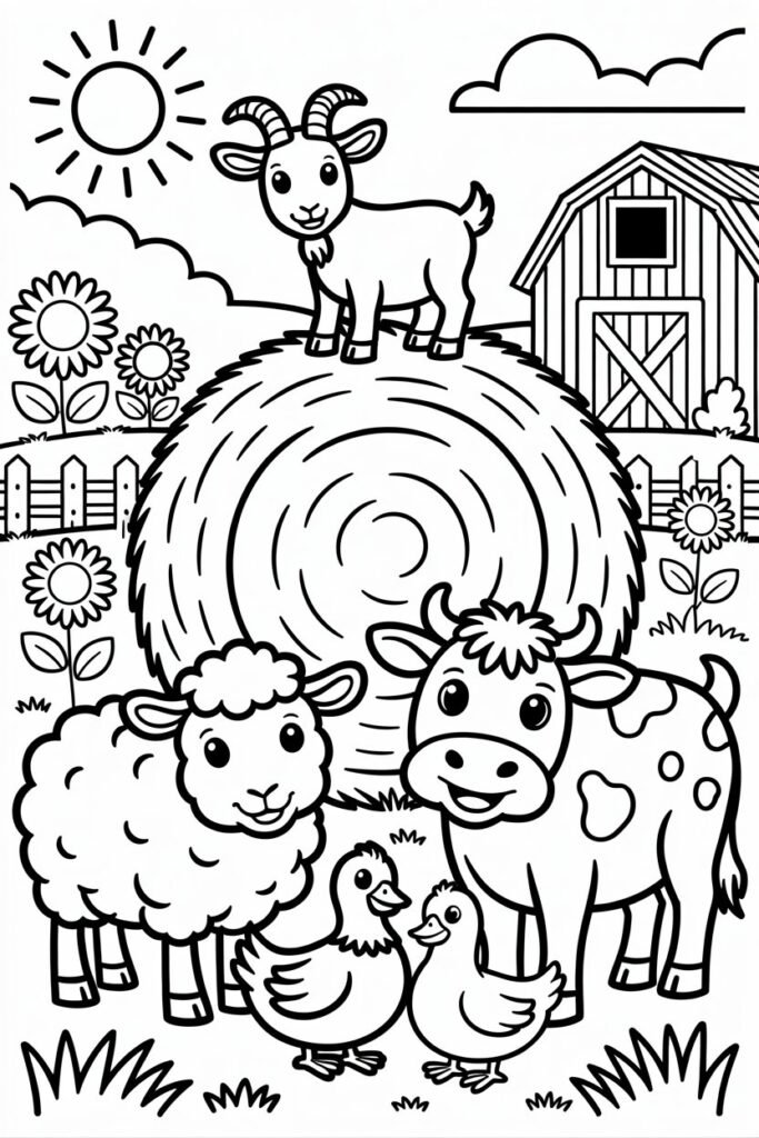 Farm animals Design 3 - Farm Animals Coloring Pages Free Printable for Kids (2)