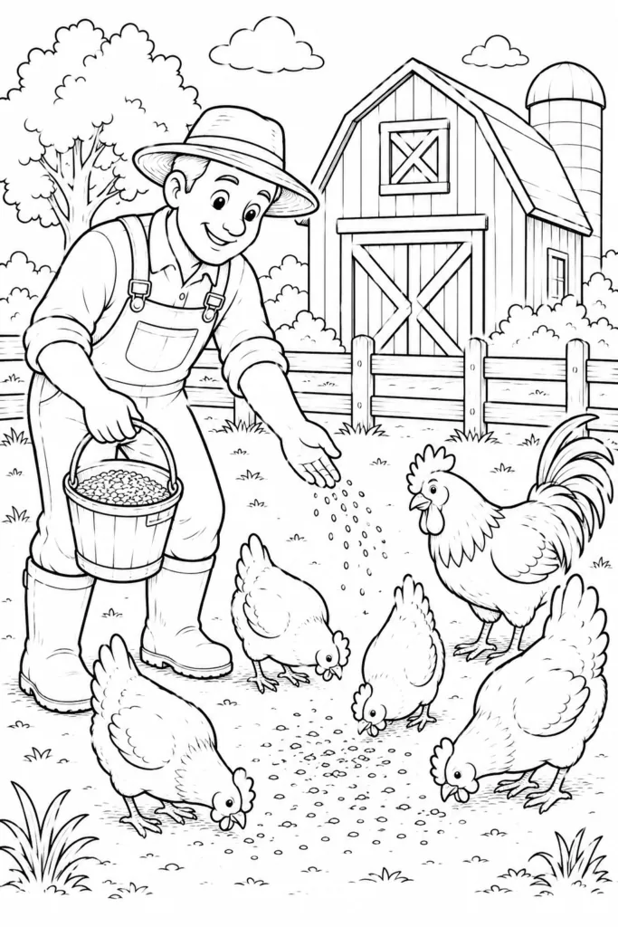 Farm animals Design 4 - Farm Animals Coloring Pages Free Printable for Kids
