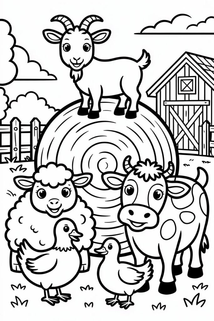 Farm animals Design 4 - Farm Animals Coloring Pages Free Printable for Kids (2)