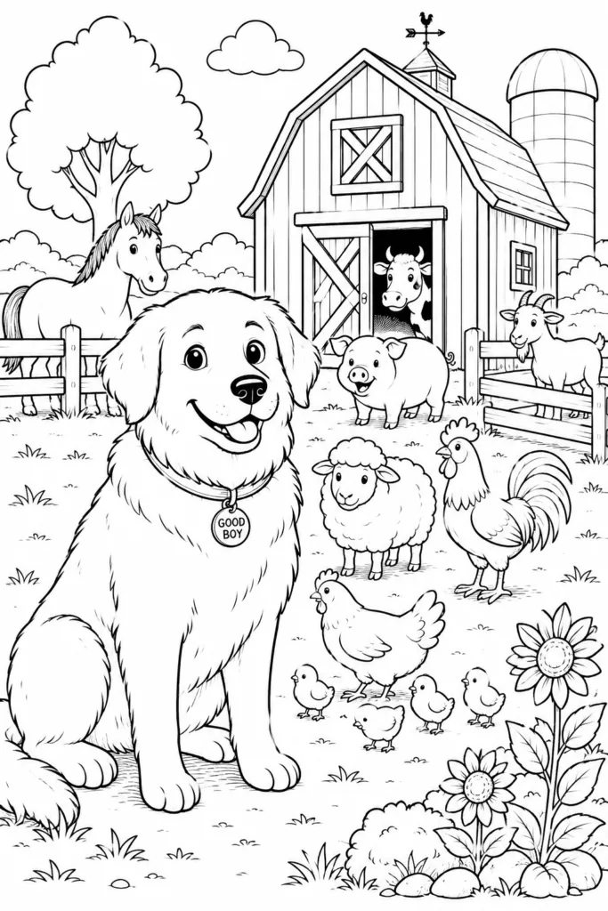 Farm animals Design 5 - Farm Animals Coloring Pages Free Printable for Kids