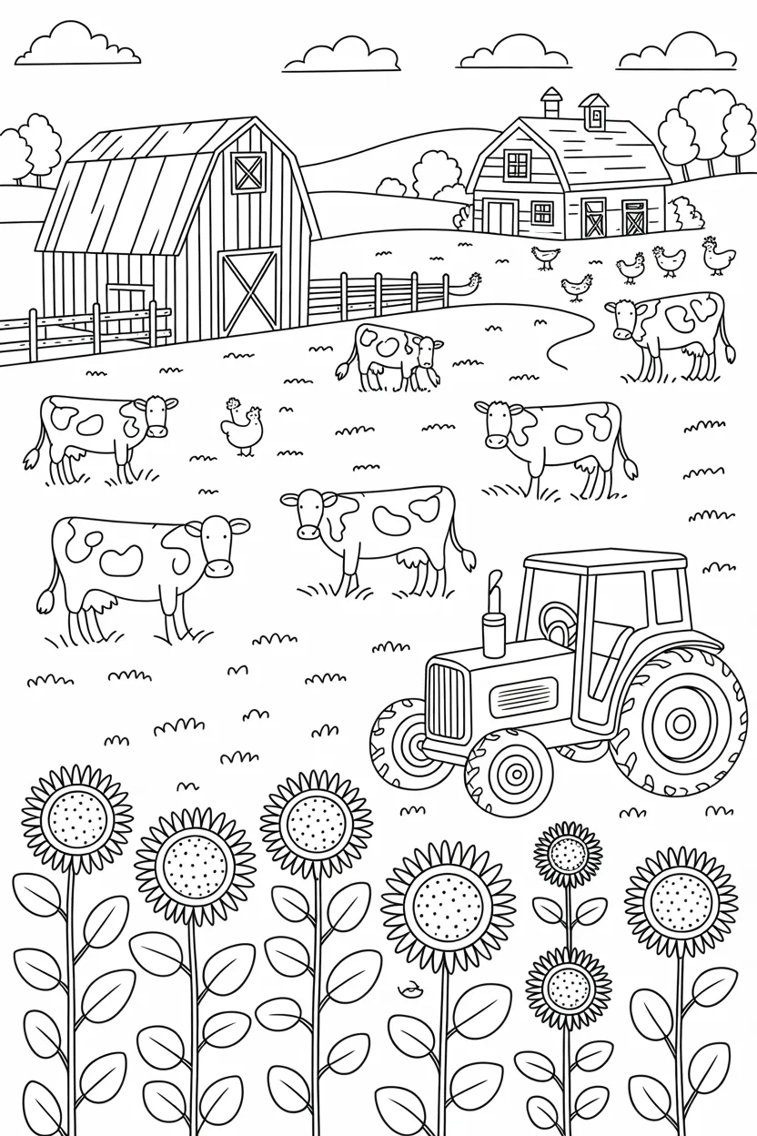 Farm life Design 1 - Farm Life Coloring Pages Free Printable for Kids Fun