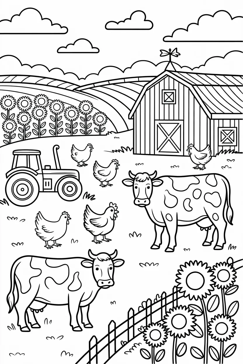 Farm life Design 2 - Farm Life Coloring Pages Free Printable for Kids Fun
