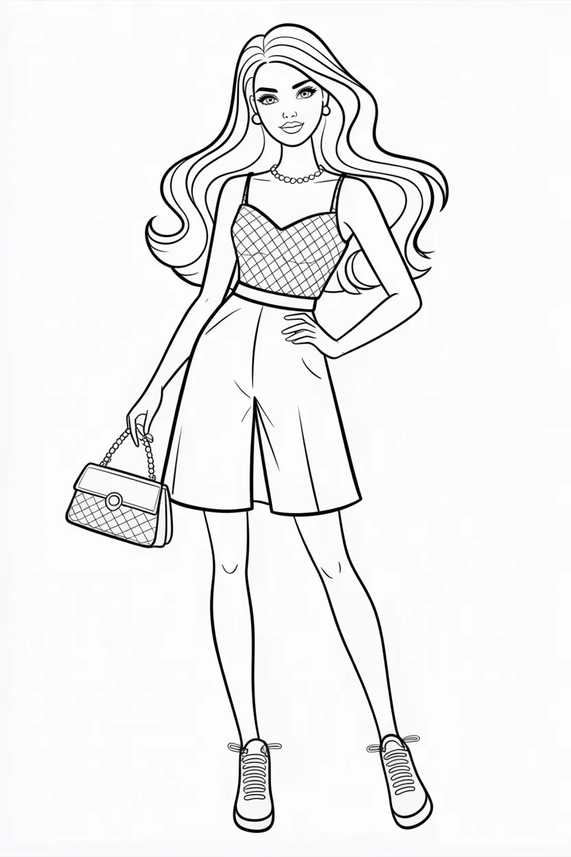 Fashion girl Design 1 - Fashion Girl Coloring Pages Free Printable - Stylish