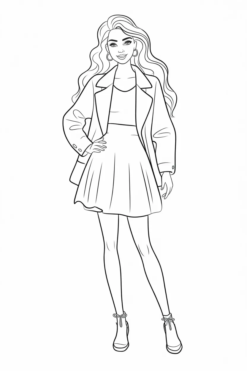 Fashion girl Design 1 - Fashion Girl Coloring Pages Free Printable - Stylish (3)