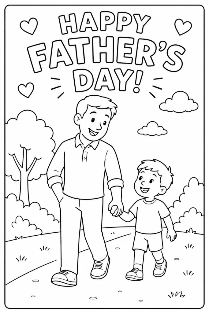 Father day card Design 1 - Father’s Day Card Coloring Pages Free Printable - Best
