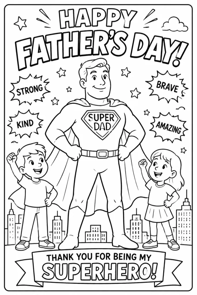 Father day card Design 4 - Father’s Day Card Coloring Pages Free Printable - Best
