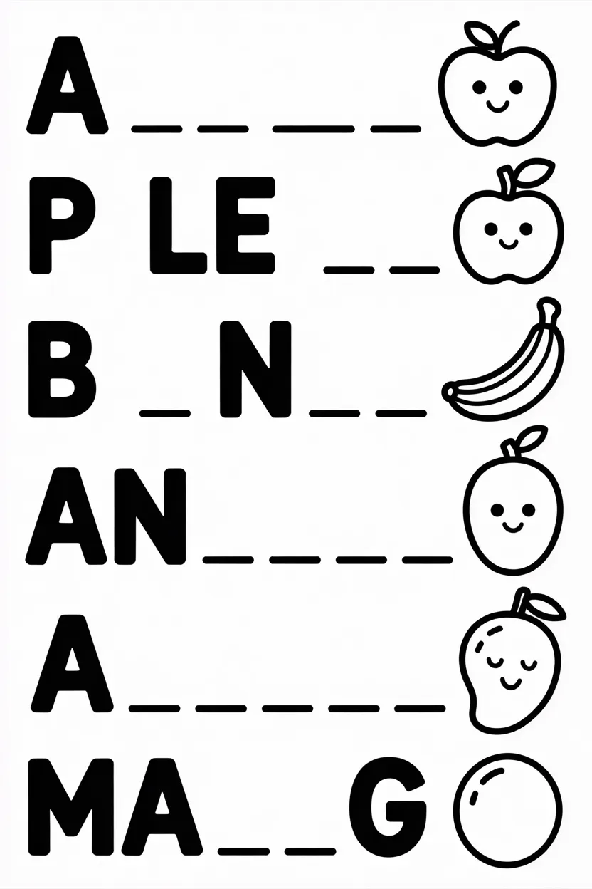 Fill missing letters Design 3 - Kids Fill in the Missing Letters Coloring Worksheets Free