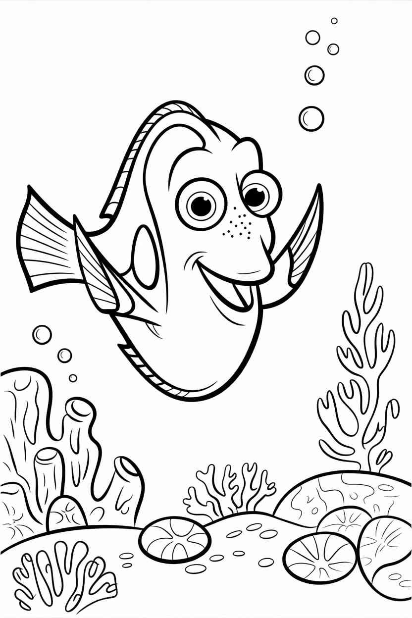 Finding dory Design 1 - Finding Dory Coloring Pages Free Prinable for Kids - Scree