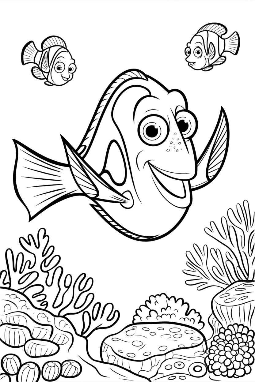 Finding dory Design 2 - Finding Dory Coloring Pages Free Prinable for Kids - Scree