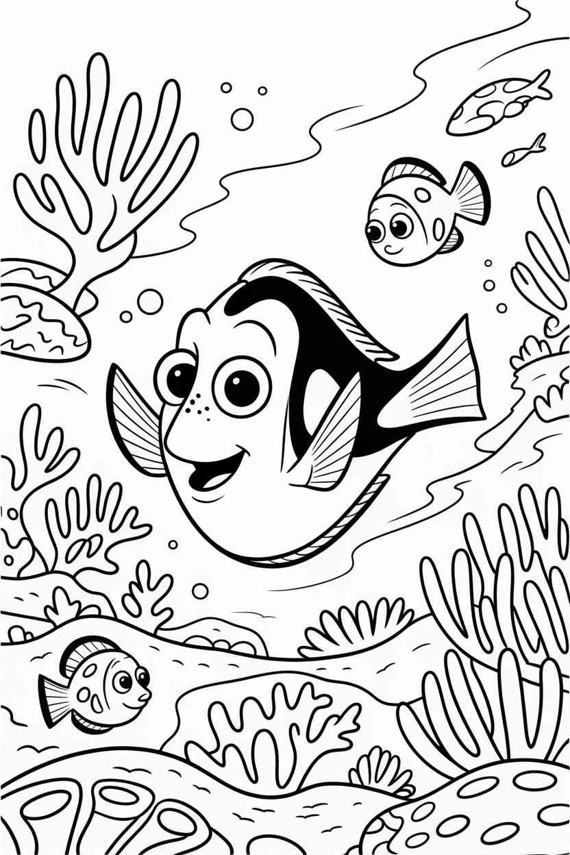 Finding dory Design 3 - Finding Dory Coloring Pages Free Prinable for Kids - Scree