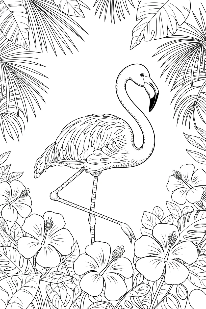 Flamingo Design 2 - Flamingo Coloring Pages Free Printable
