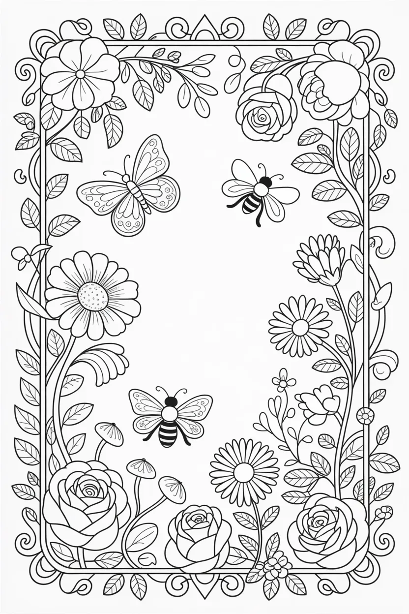 Floral frame Design 1 - Floral Frame Coloring Pages Free Printable for Kids - Beau (3)