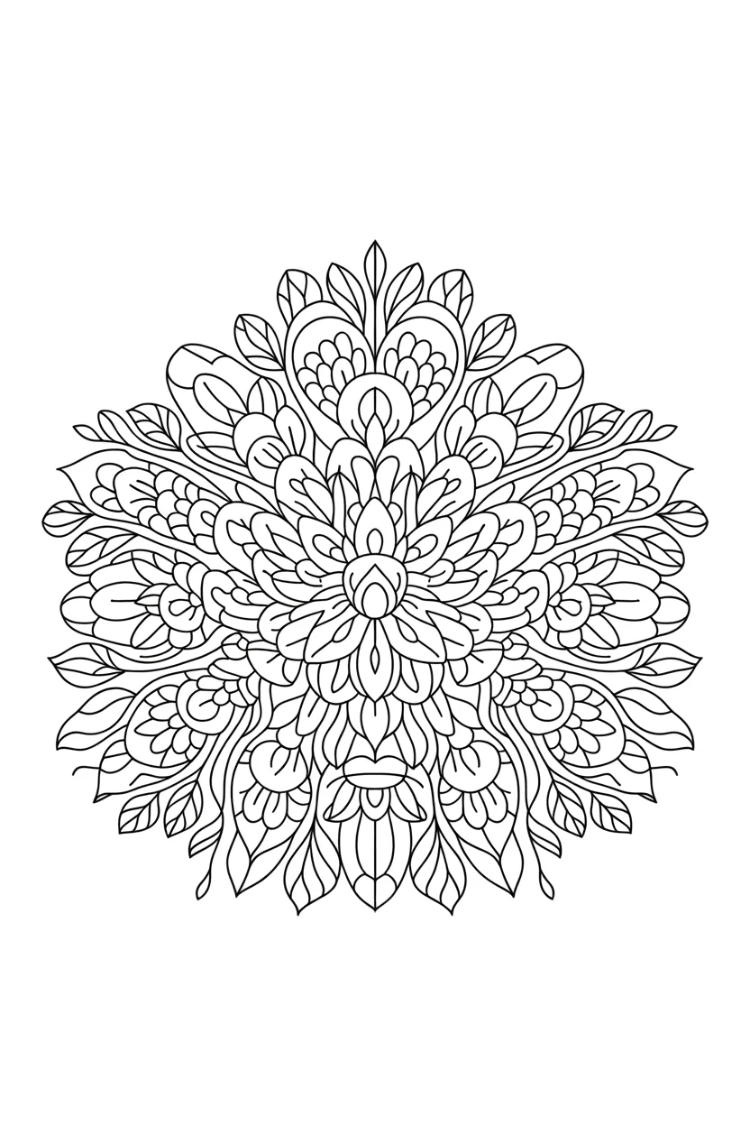 Floral mandala Design 1 - Floral Mandala Coloring Pages Free Printable - Relaxing