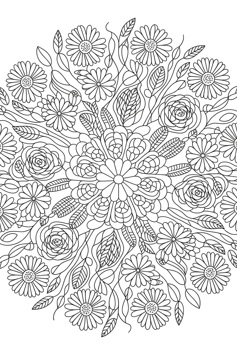 Floral mandala Design 1 - Floral Mandala Coloring Pages Free Printable - Beautiful
