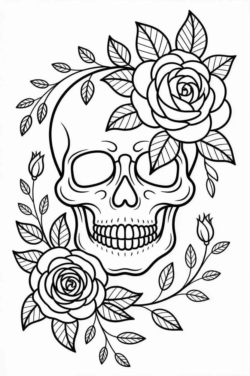 Floral skull - Floral Skull Coloring Pages Free Printable (4)