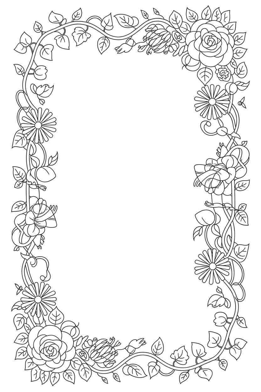 Flower frame - Flower Frame Coloring Pages Free Printable – 5 Beautiful Floral Designs for Relaxing Creativity (2)