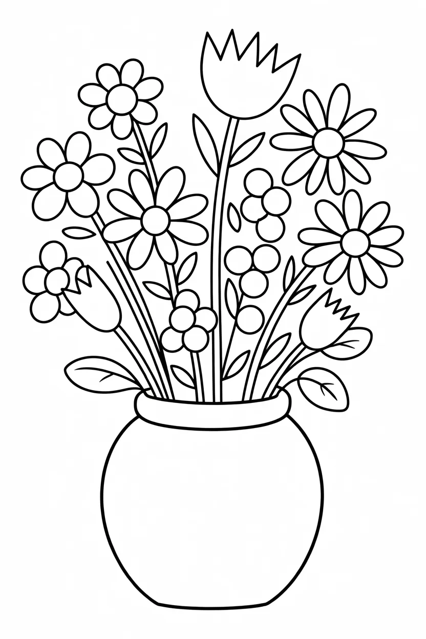 Flowers bouquet Design 2 - Flowers Bouquet Coloring Pages Free Printable for Kids (2)