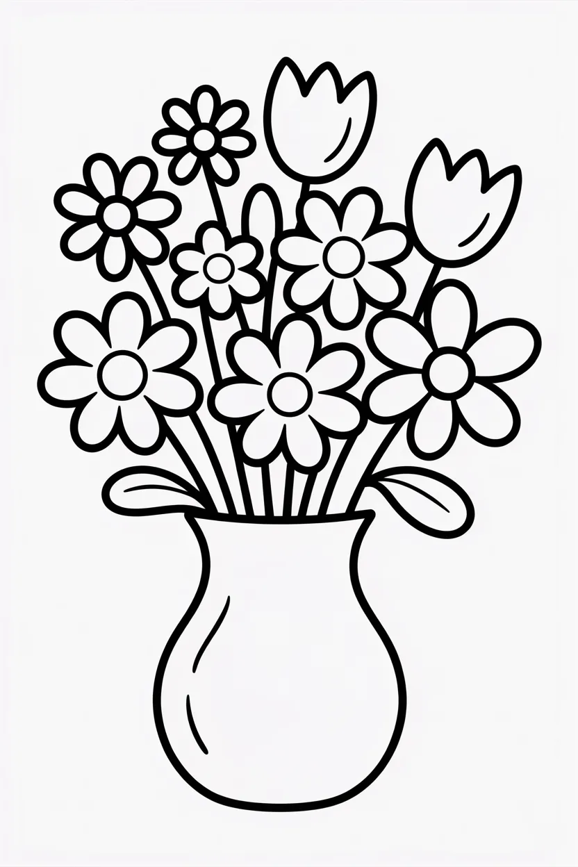 Flowers bouquet Design 4 - Flowers Bouquet Coloring Pages Free Printable for Kids
