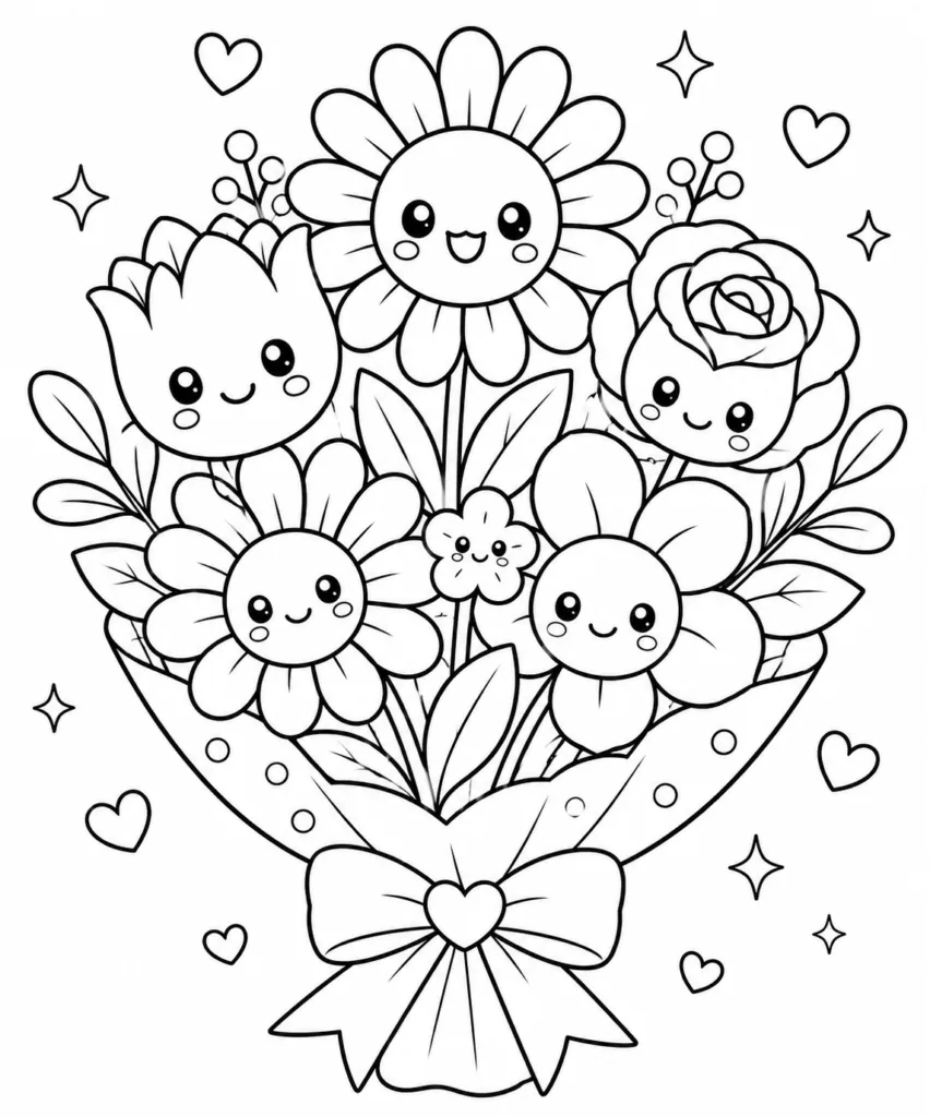 Flowers Design 2 - Flower Coloring Pages Free Printable for Kids