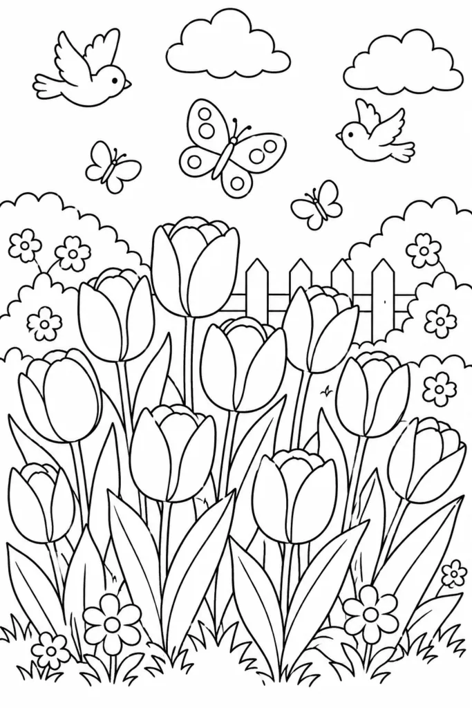 Flowers Design 10 - Flowers Coloring Pages Free Printable for Kids & Adults