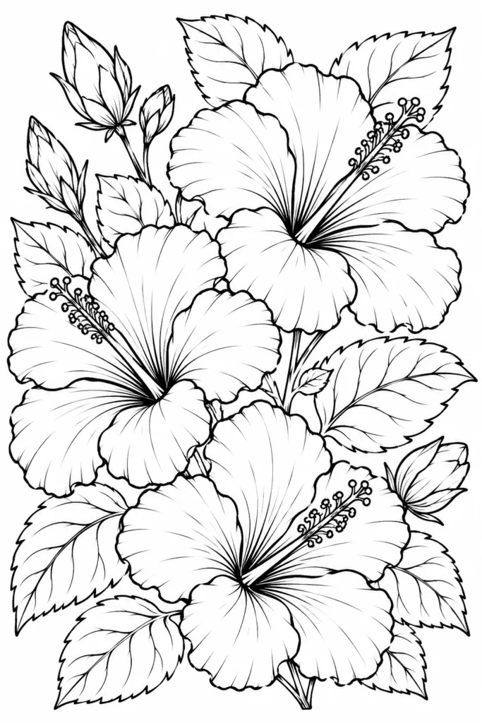 Flowers Design 11 - Flowers Coloring Pages Free Printable for Kids & Adults