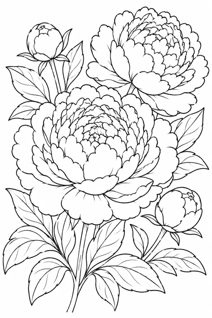Flowers Design 14 - Flowers Coloring Pages Free Printable for Kids & Adults