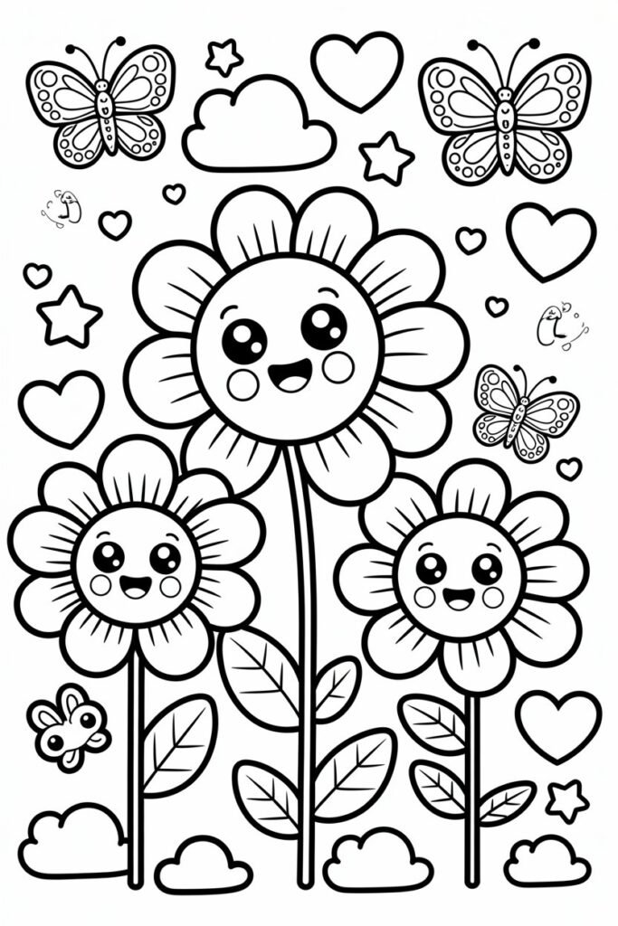 Flowers coloring pages free printable